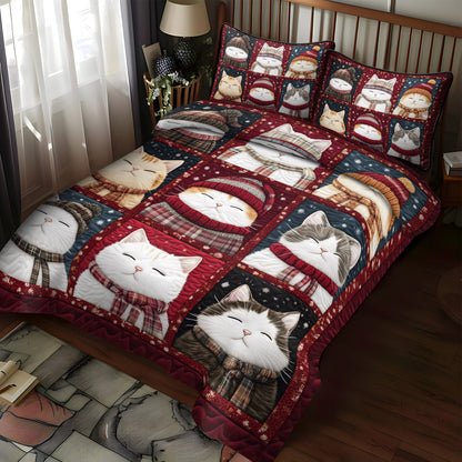 Purrfectly Cozy Cats 3-Piece Quilted Bedding Set NCU0TL1182