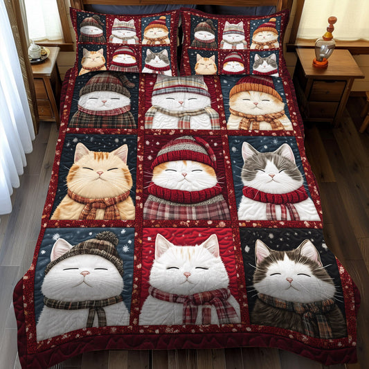 Purrfectly Cozy Cats 3-Piece Quilted Bedding Set NCU0TL1182