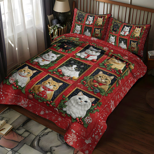 Purrfectly Cozy Cats 3-Piece Quilted Bedding Set NCU0TL1752