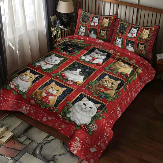 Purrfectly Cozy Cats 3-Piece Quilted Bedding Set NCU0TL1752