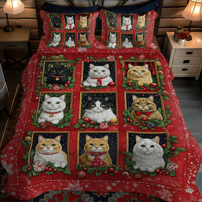 Purrfectly Cozy Cats 3-Piece Quilted Bedding Set NCU0TL1752