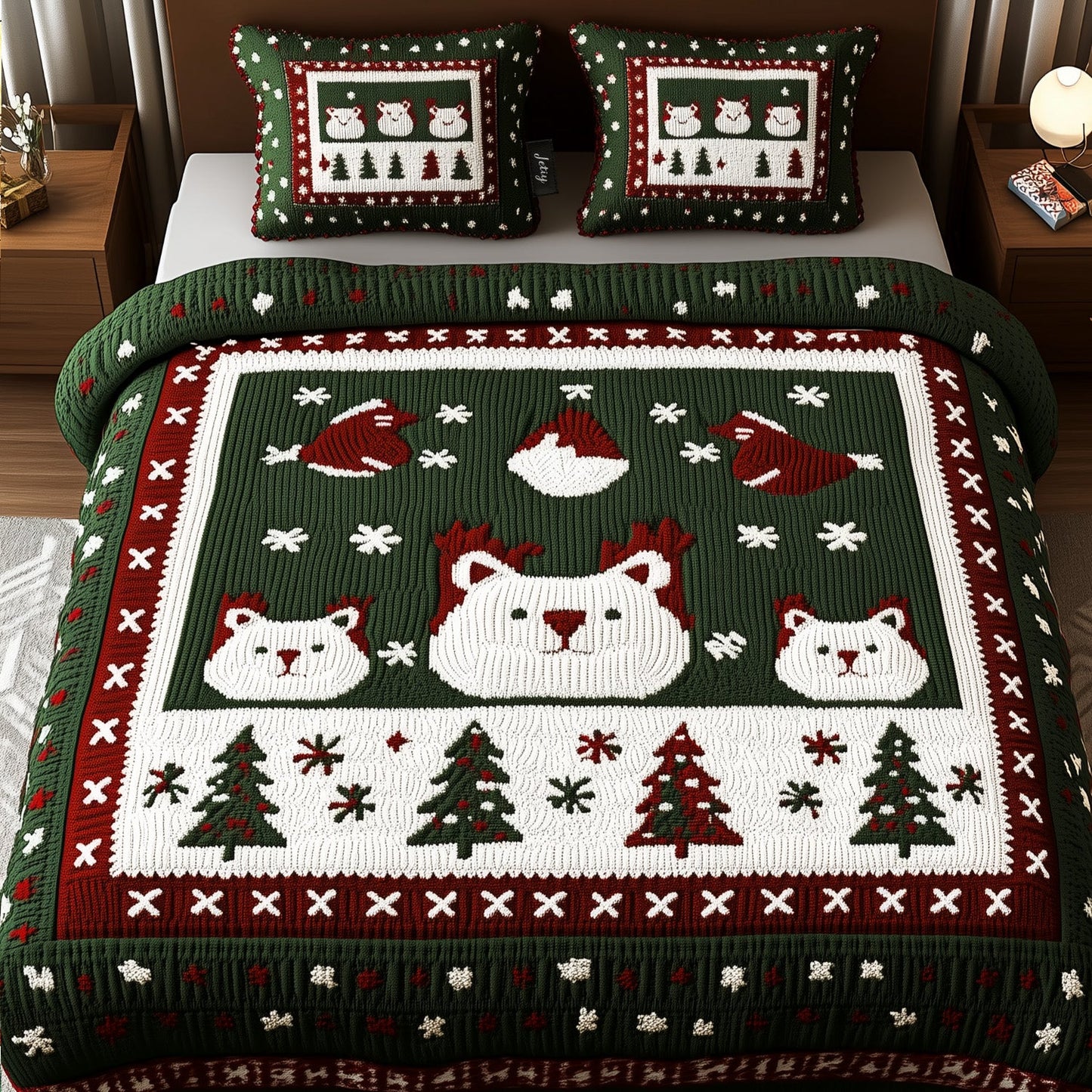 Purrfectly Festive 3-Piece Quilted Bedding Set NCU0PT2142