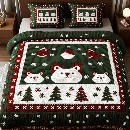 Purrfectly Festive 3-Piece Quilted Bedding Set NCU0PT2142