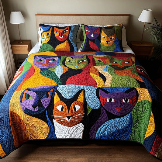 Purrfectly Playful 3-Piece Quilted Bedding Set NCU0PT2345