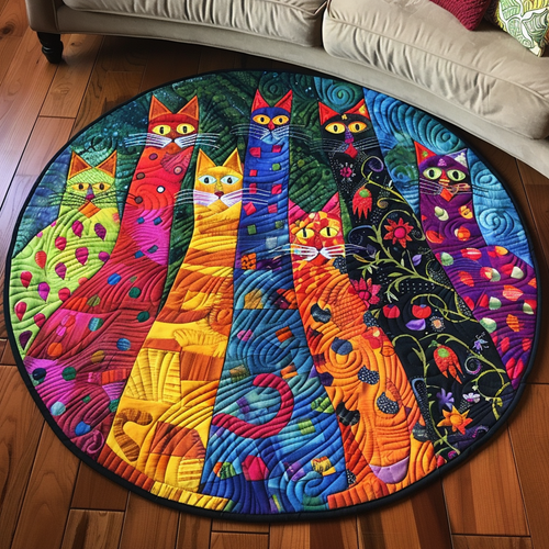 Purrfectly Quirky Quilted Round Mat NCU0DV4226