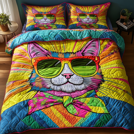 Purring Charm 3-Piece Quilted Bedding Set NCU0DK4682