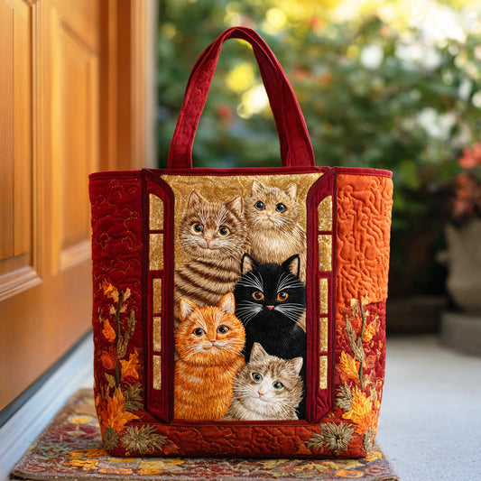 Purring Meadow Quilted Tote Bag NCU0TD1176