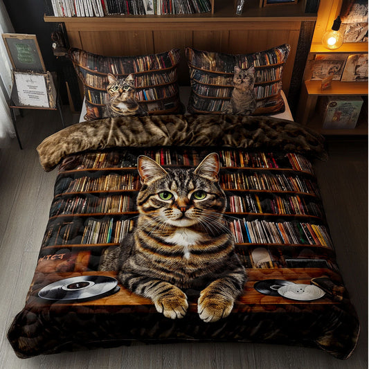 Purring Pages 3-Piece Quilted Bedding Set NCU0NT6800