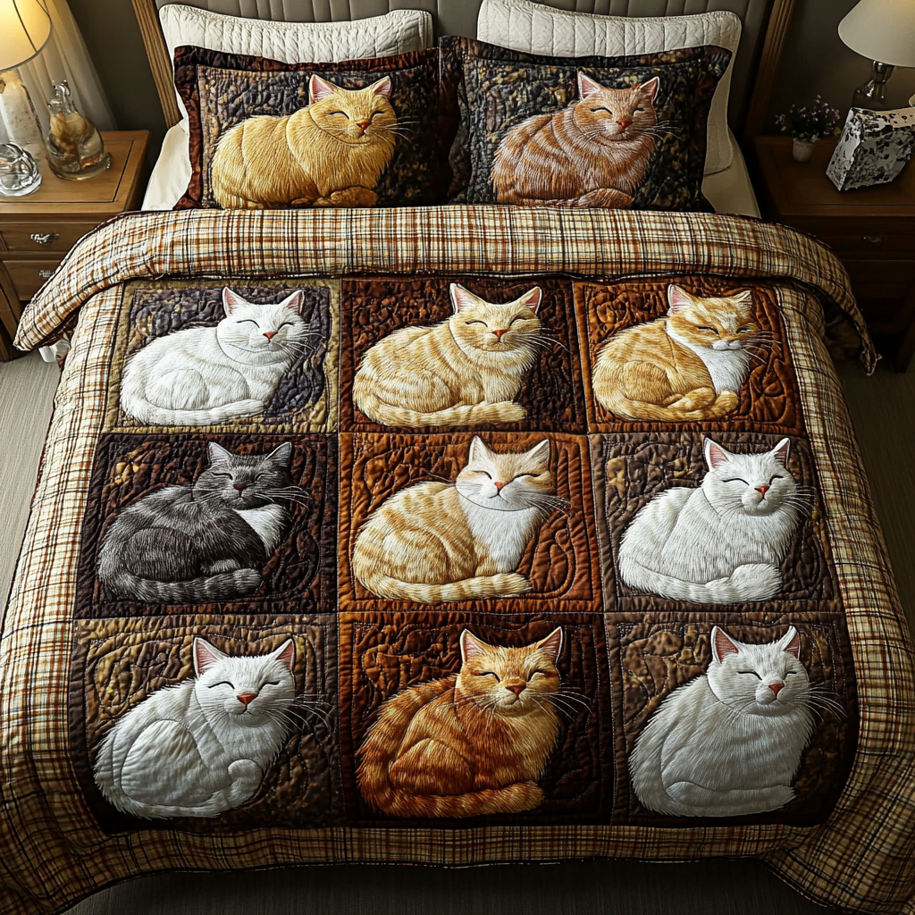 Purring Paradise 3-Piece Quilted Bedding Set NCU0VH1909