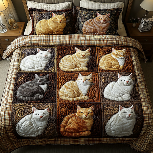 Purring Paradise 3-Piece Quilted Bedding Set NCU0VH1909