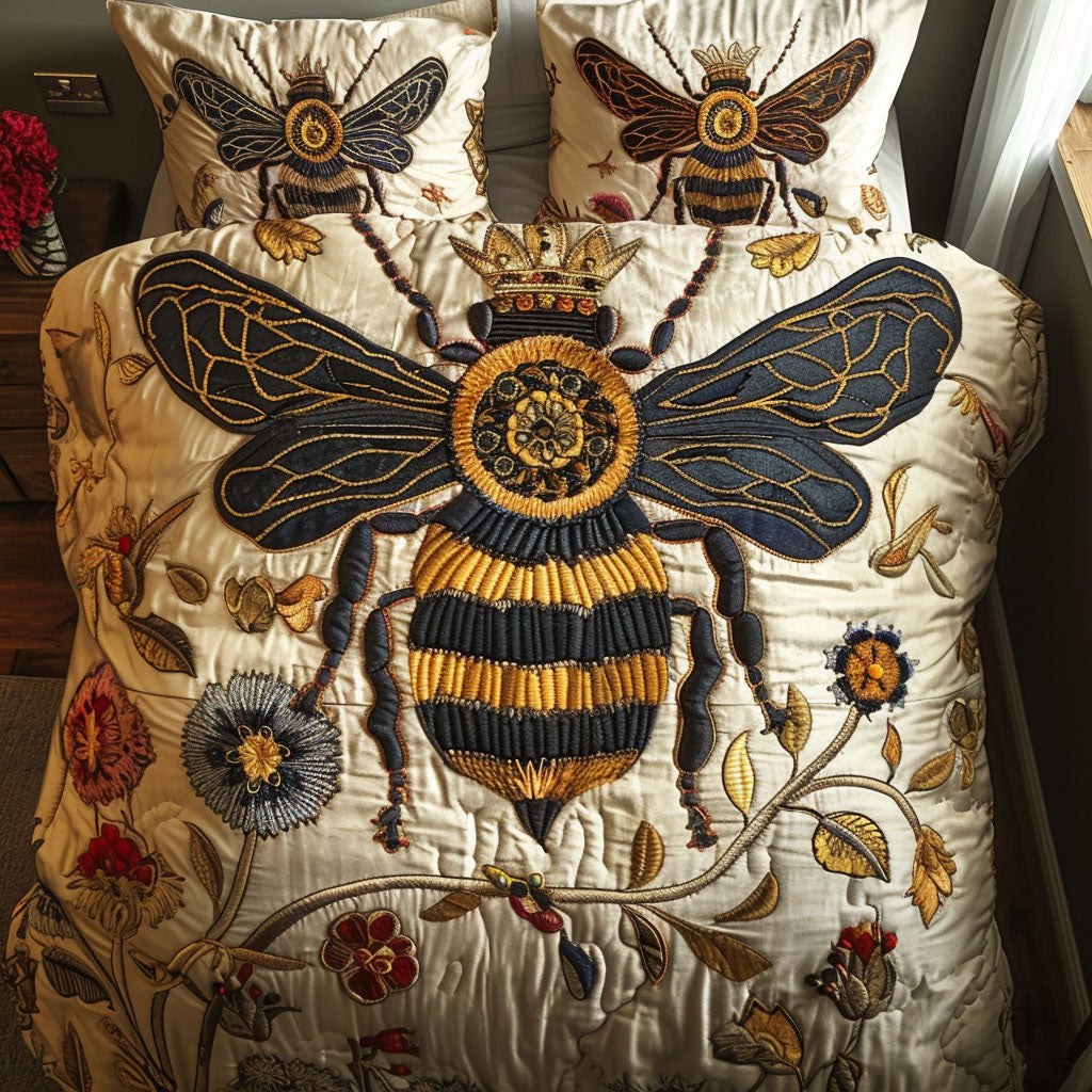 Queen Bee 3-Piece Quilted Bedding Set NCU0NT4599