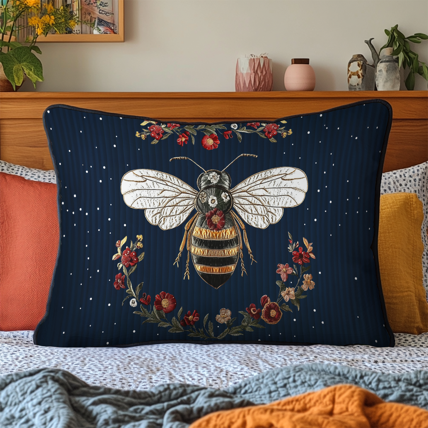 Queen Bee Charm Quilted Bedding Pillow Case NCU0DK2611