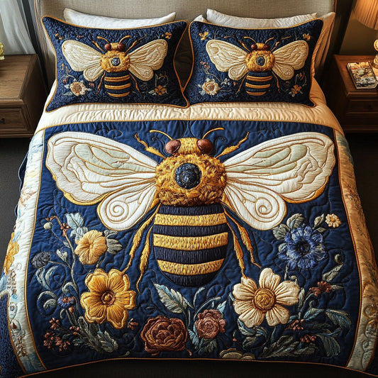 Queen Bee Garden 3-Piece Quilted Bedding Set NCU0NT3179