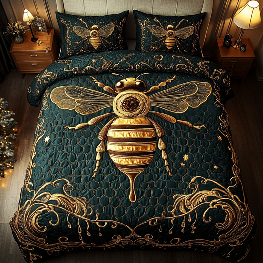 Queen Bee Glory 3-Piece Quilted Bedding Set NCU0DK2863