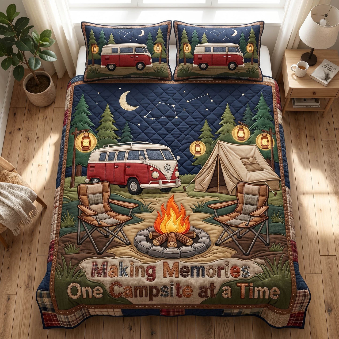 Quiet Camp 3-Piece Quilted Bedding Set NCU0TD2717