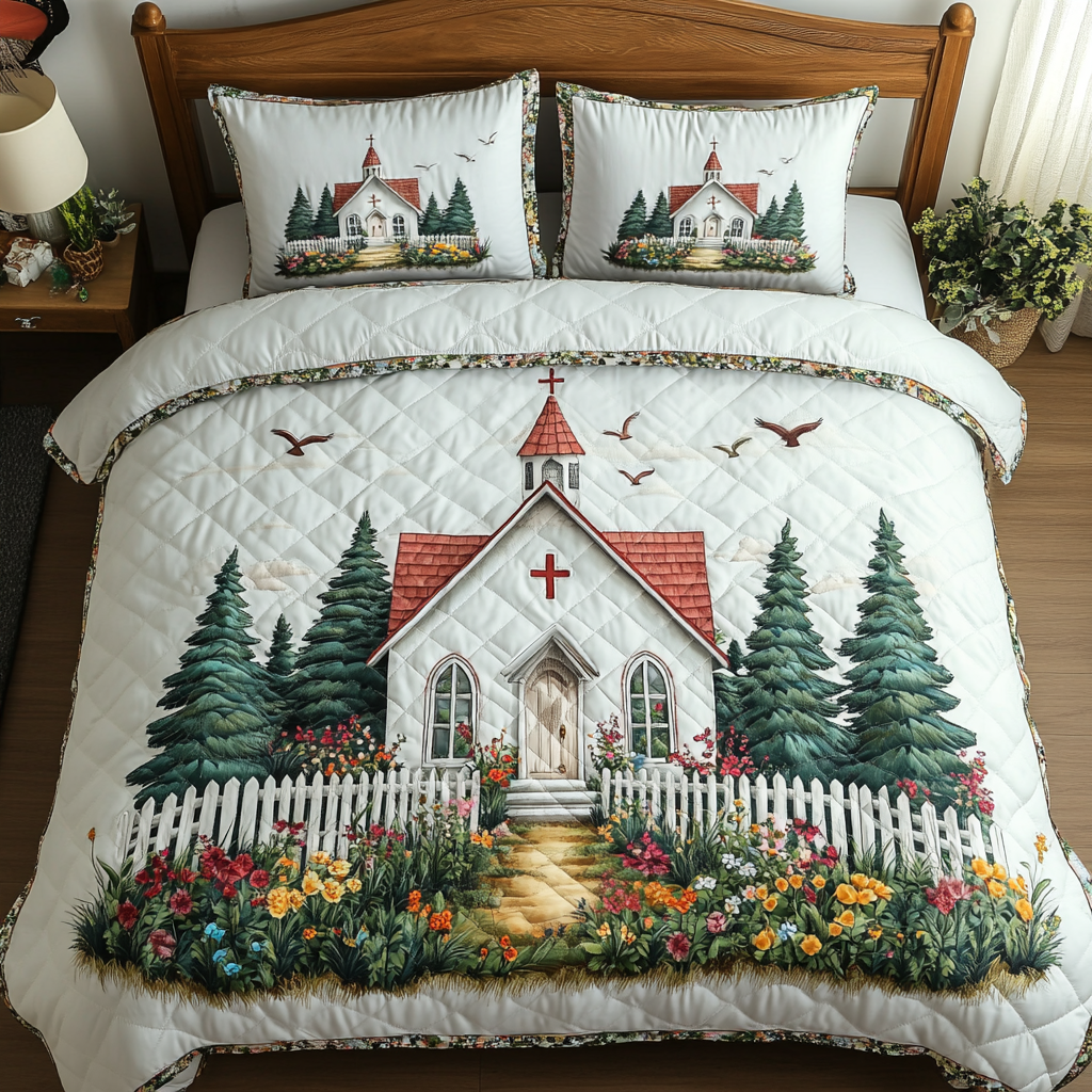 Quiet Church 3-Piece Quilted Bedding Set NCU0DK7998