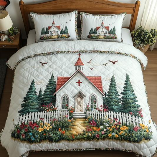 Quiet Church 3-Piece Quilted Bedding Set NCU0DK7998