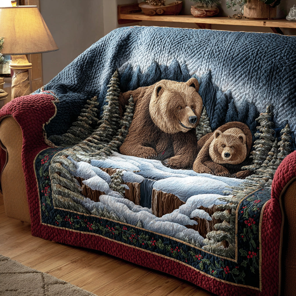 Quiet Mountain Bear Quilted Sofa Cover NCU0TD1618