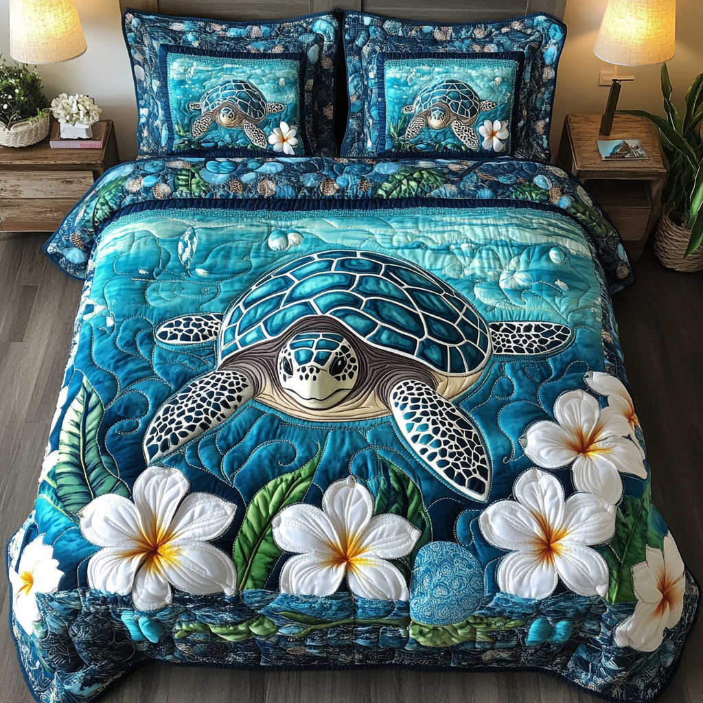 Quiet Turtle 3-Piece Quilted Bedding Set NCU0DK8434 – Vantique