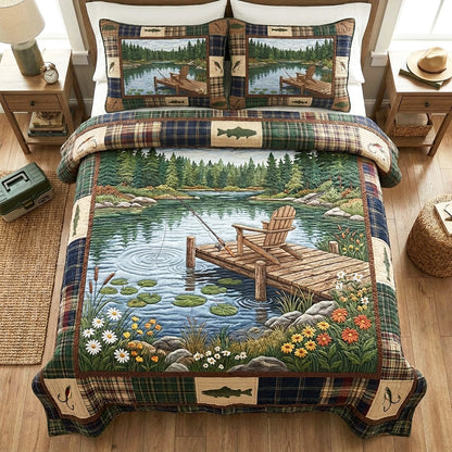 Quiet Waters 3-Piece Quilted Bedding Set NCU0TV1910