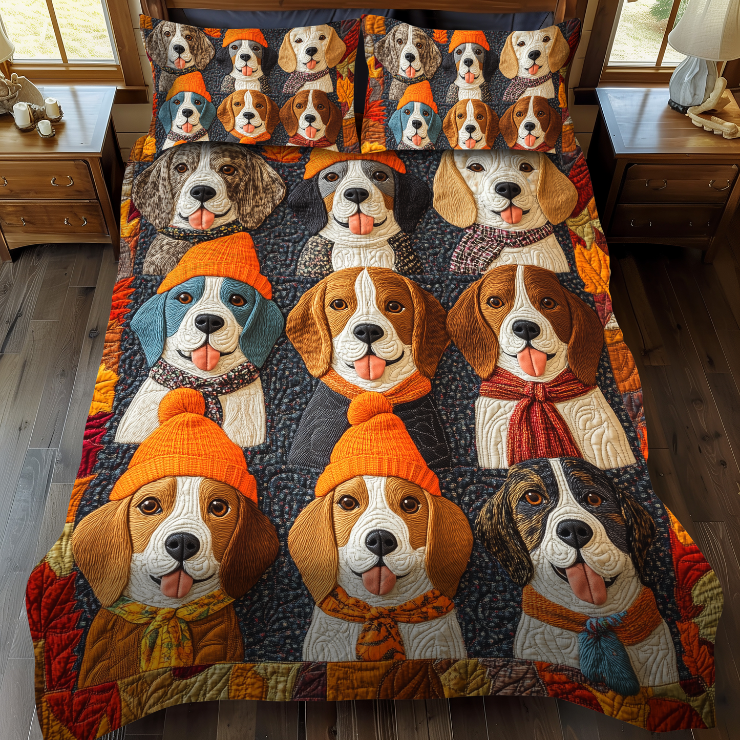 Quirky Beagle 3-Piece Quilted Bedding Set NCU0VL420