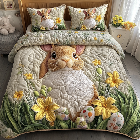 Rabbit Retreat 3-Piece Quilted Bedding Set NCU0VH3540