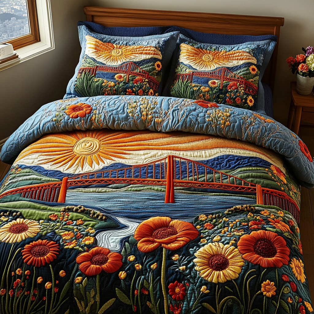 Radiant Petals Quilted Bedding Set NCU0DV5011