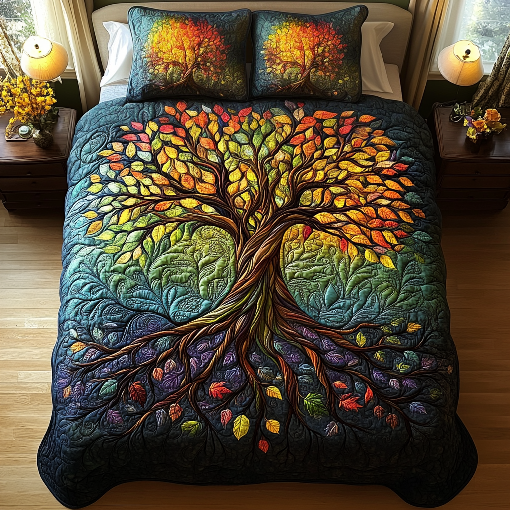 Radiant Arbor 3-Piece Quilted Bedding Set NCU0DV2179