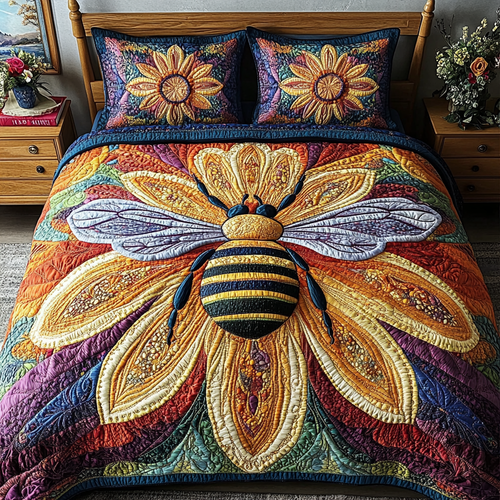 Radiant Bee Essence 3-Piece Quilted Bedding Set NCU0VL1188