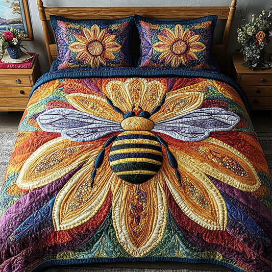 Radiant Bee Essence 3-Piece Quilted Bedding Set NCU0VL1188