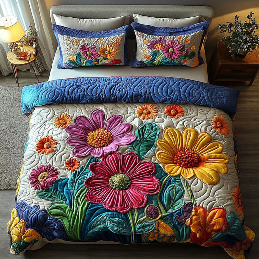 Radiant Blooms 3-Piece Quilted Bedding Set NCU0NT6006
