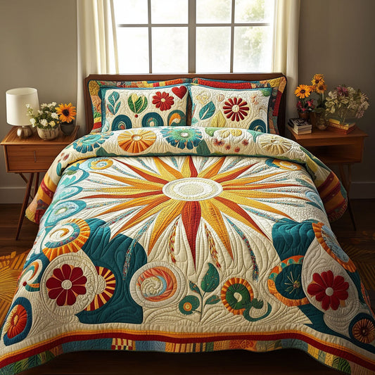 Radiant Bloomscape 3-Piece Quilted Bedding Set NCU0PT5397