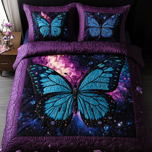 Radiant Butterfly 3-Piece Quilted Bedding Set NCU0DK10741