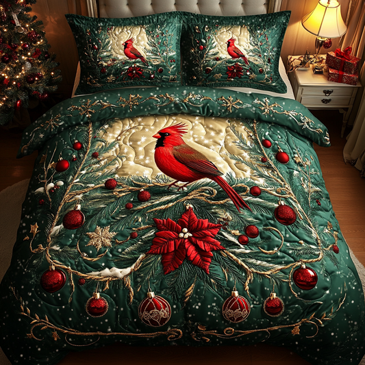 Radiant Cardinal Charm 3-Piece Quilted Bedding Set NCU0DK2629