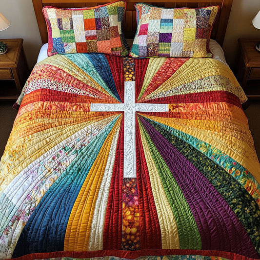 Radiant Cross 3-Piece Quilted Bedding Set NCU0NT3513