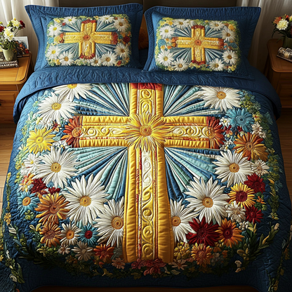 Radiant Cross 3-Piece Quilted Bedding Set NCU0VH2380