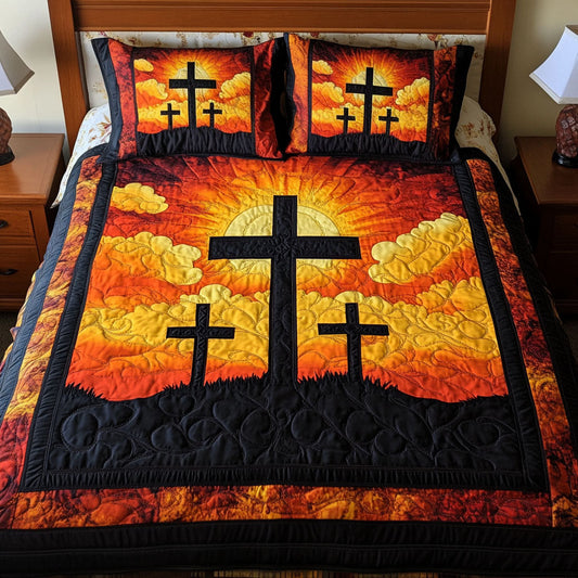 Radiant Cross Glow 3-Piece Quilted Bedding Set NCU0NT3505