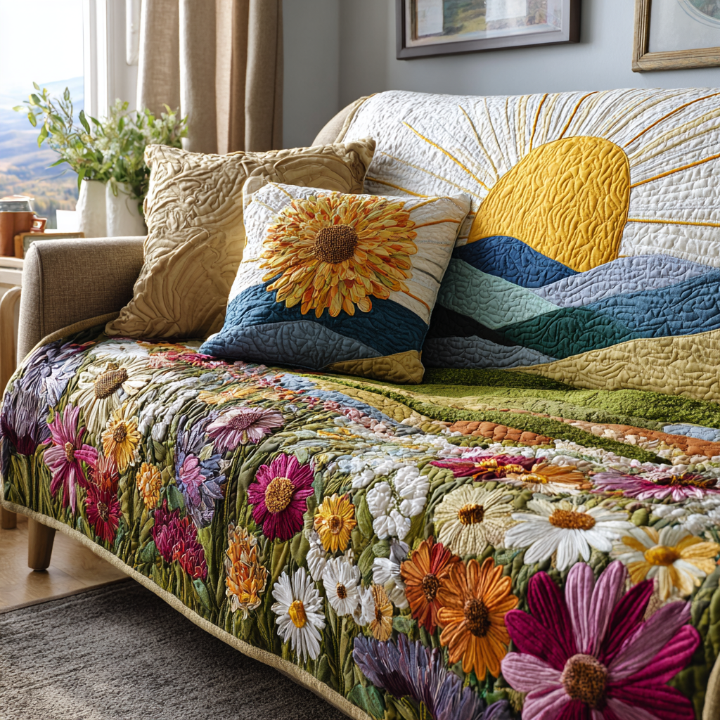 Radiant Dawn Quilted Sofa Cover NCU0DK10854