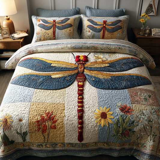 Radiant Dragonfly 3-Piece Quilted Bedding Set NCU0DK10736