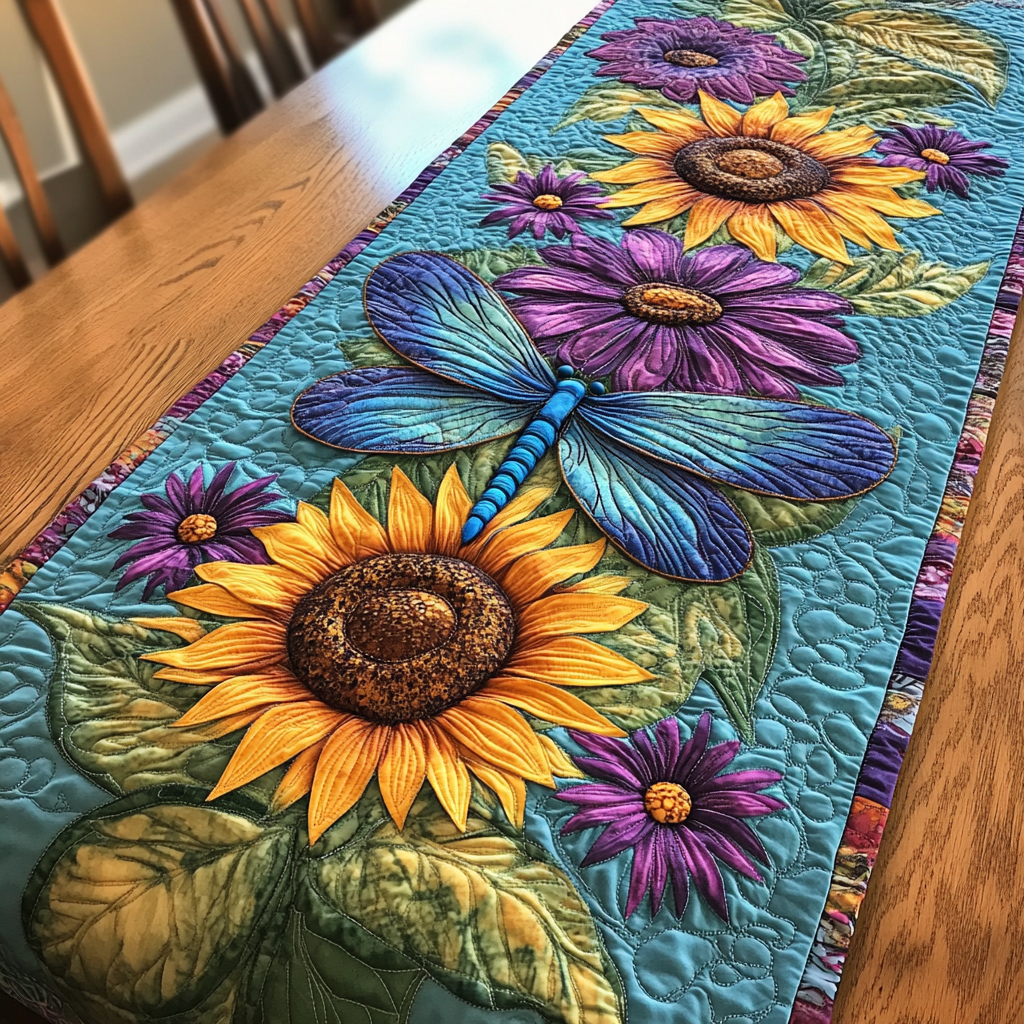 Radiant Dragonfly Quilted Table Runner NCU0DK8783
