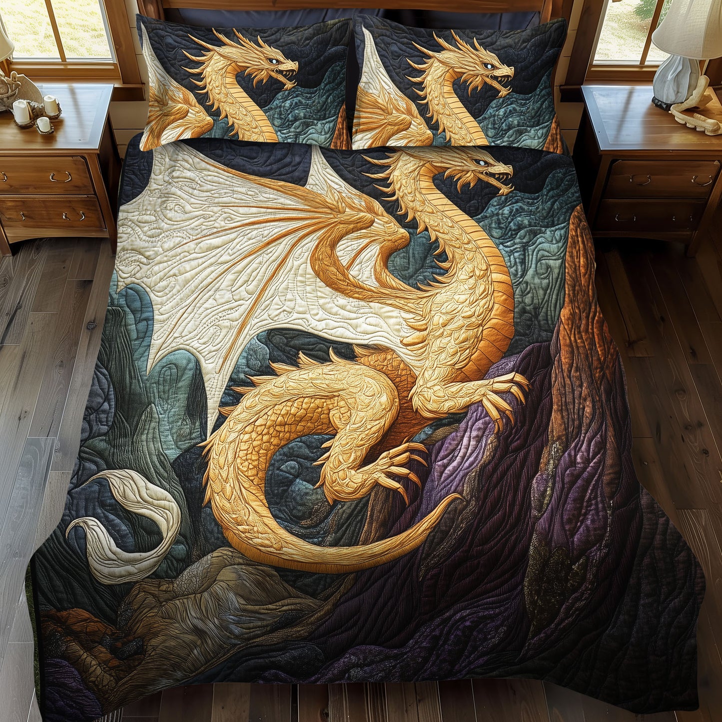 Radiant Drakon 3-Piece Quilted Bedding Set NCU0DK754