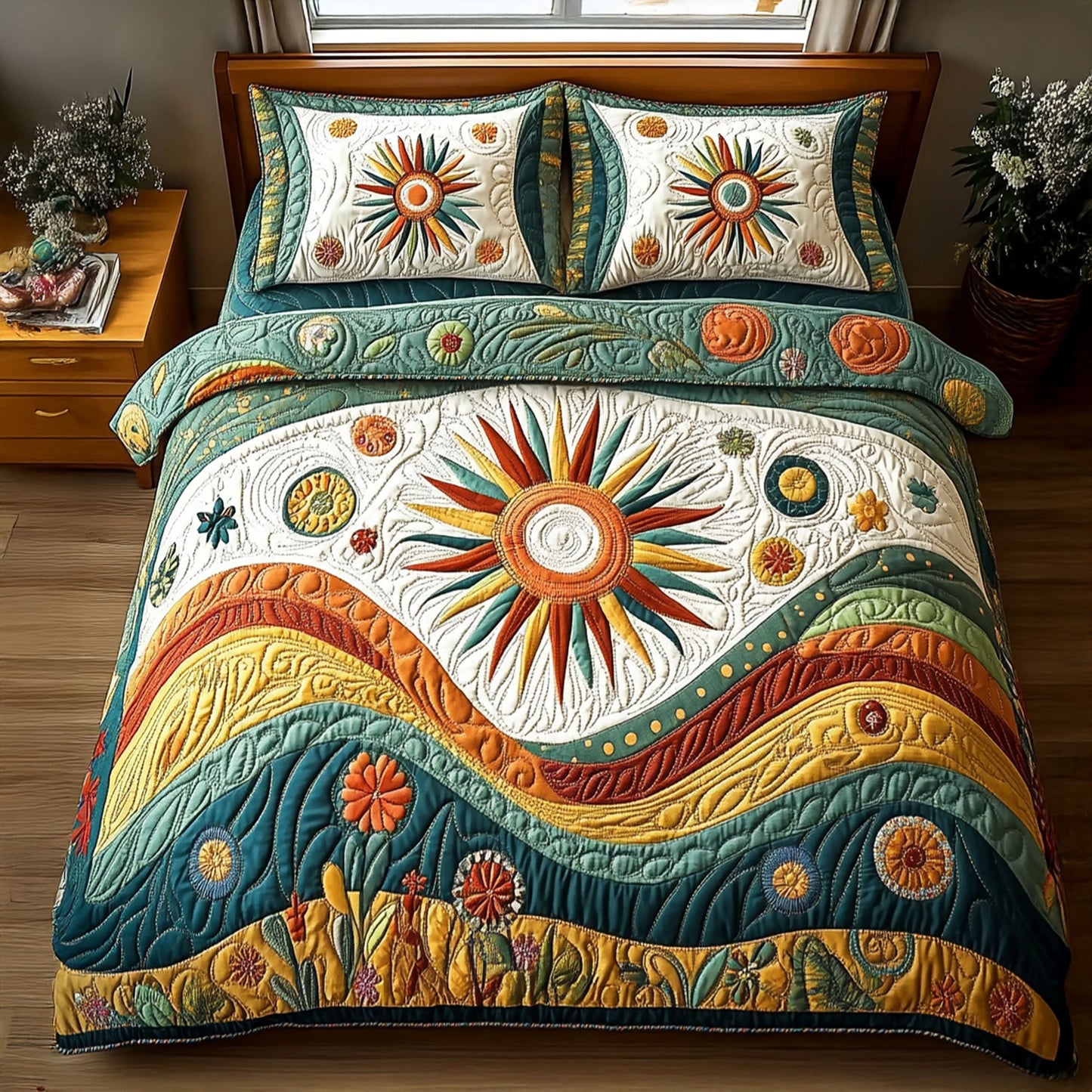 Radiant Groove 3-Piece Quilted Bedding Set NCU0PT5398