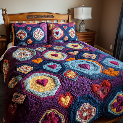 Radiant Hearts 3-Piece Quilted Bedding Set NCU0VH2345