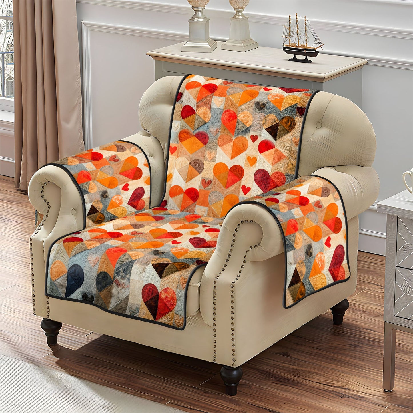Radiant Hearts Quilted Sofa Cover NCU0PT3233