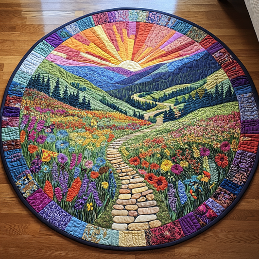 Radiant Hillside Path Quilted Round Mat NCU0VL1275