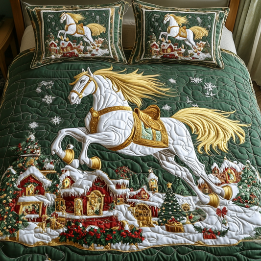 Radiant Hooves 3-Piece Quilted Bedding Set NCU0VH894