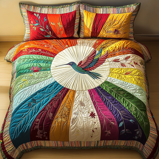 Radiant Hummingbird 3-Piece Quilted Bedding Set NCU0VL920