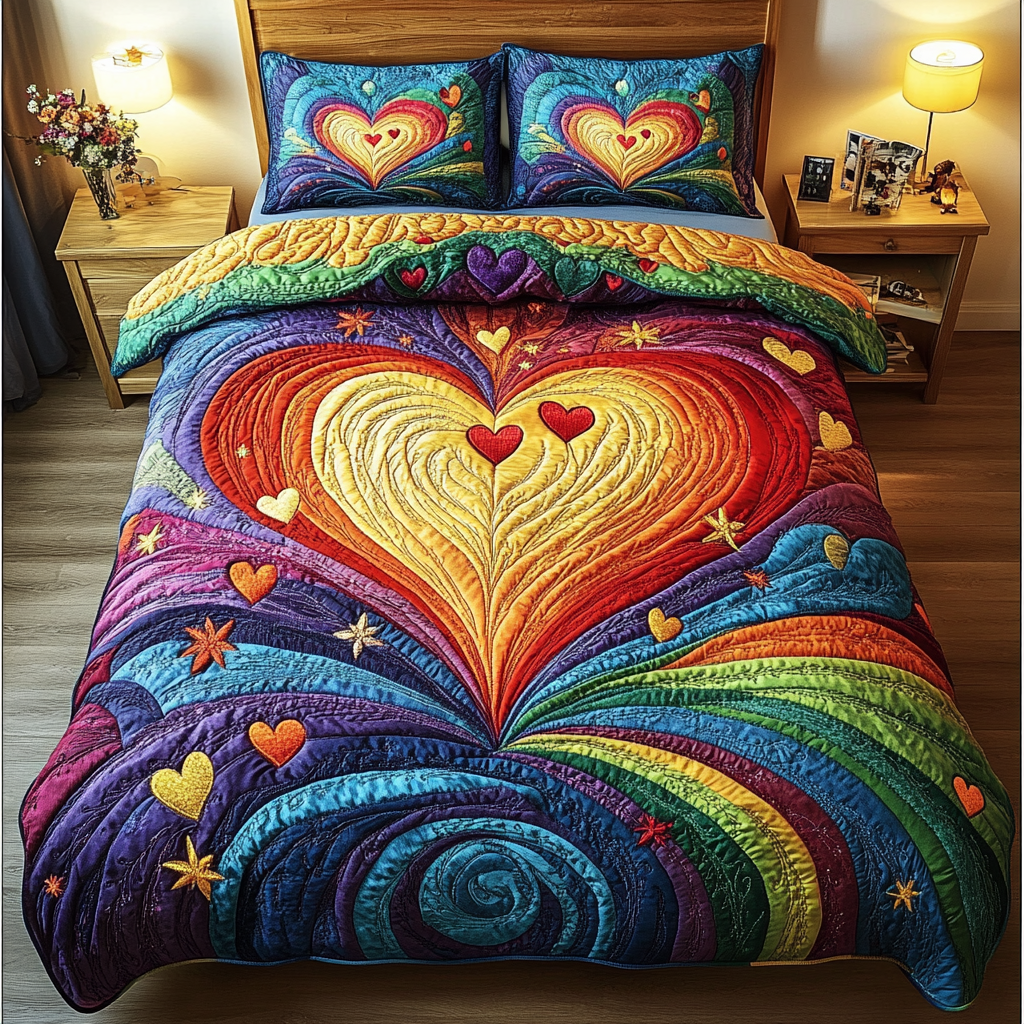 Radiant Love 3-Piece Quilted Bedding Set NCU0DK4259
