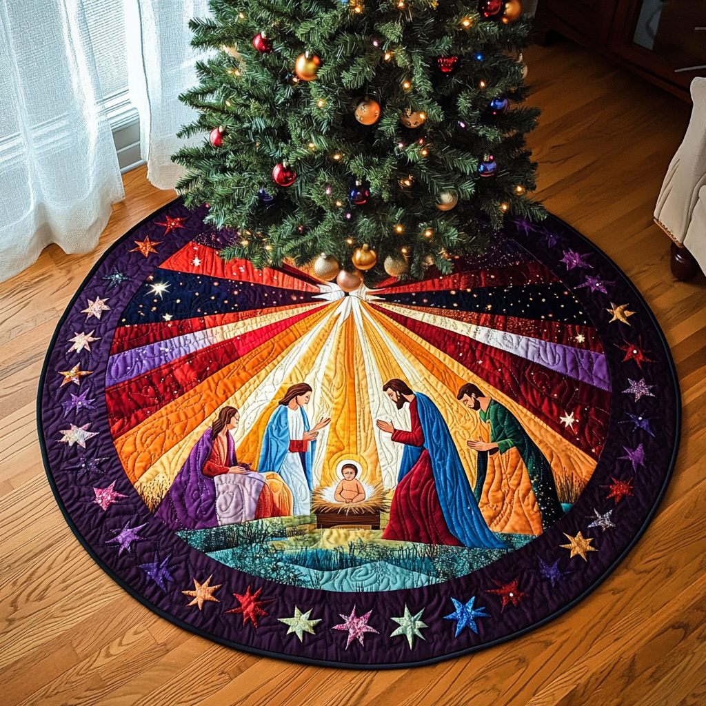 Radiant Nativity Christmas Quilted Tree Skirt NCU0DV1297
