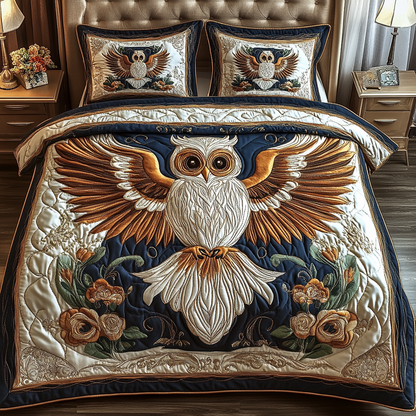 Radiant Owl 3-Piece Quilted Bedding Set NCU0VH1472